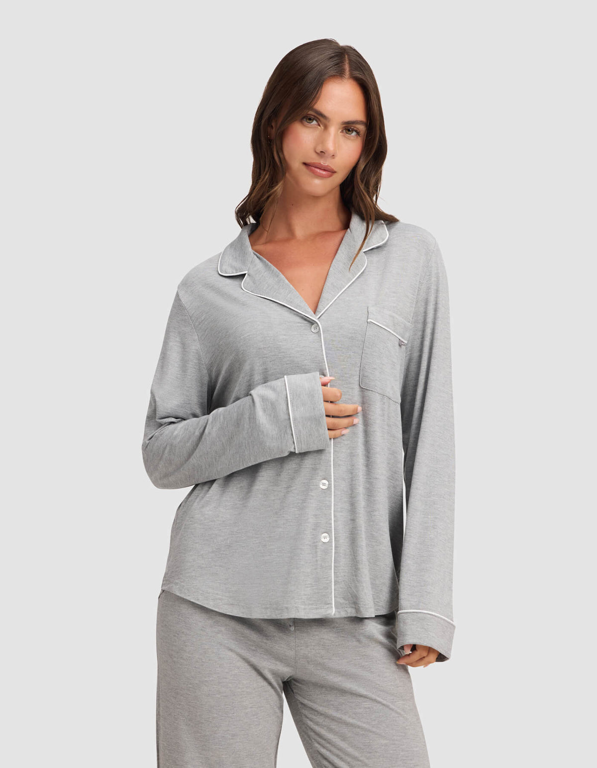 Haut de pyjama femme — maille extensible Bamboo manches longues - Petite — Cozy Earth