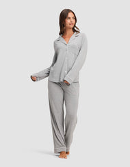 Haut de pyjama femme — maille extensible Bamboo manches longues - Petite