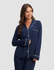 Haut de pyjama femme — maille extensible Bamboo manches longues - Petite