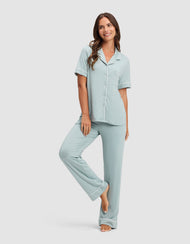 Pyjama femme — maille extensible Bamboo manches courtes