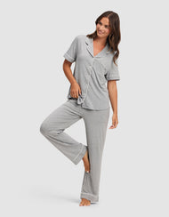 Pyjama femme — maille extensible Bamboo manches courtes
