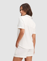 Pyjama femme — maille extensible Bamboo manches courtes