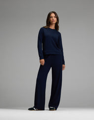 Ensemble sweat et pantalon femme — brossé Bamboo col rond et coupe large à enfiler