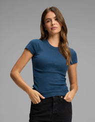 T-shirt femme — Fine côtelé