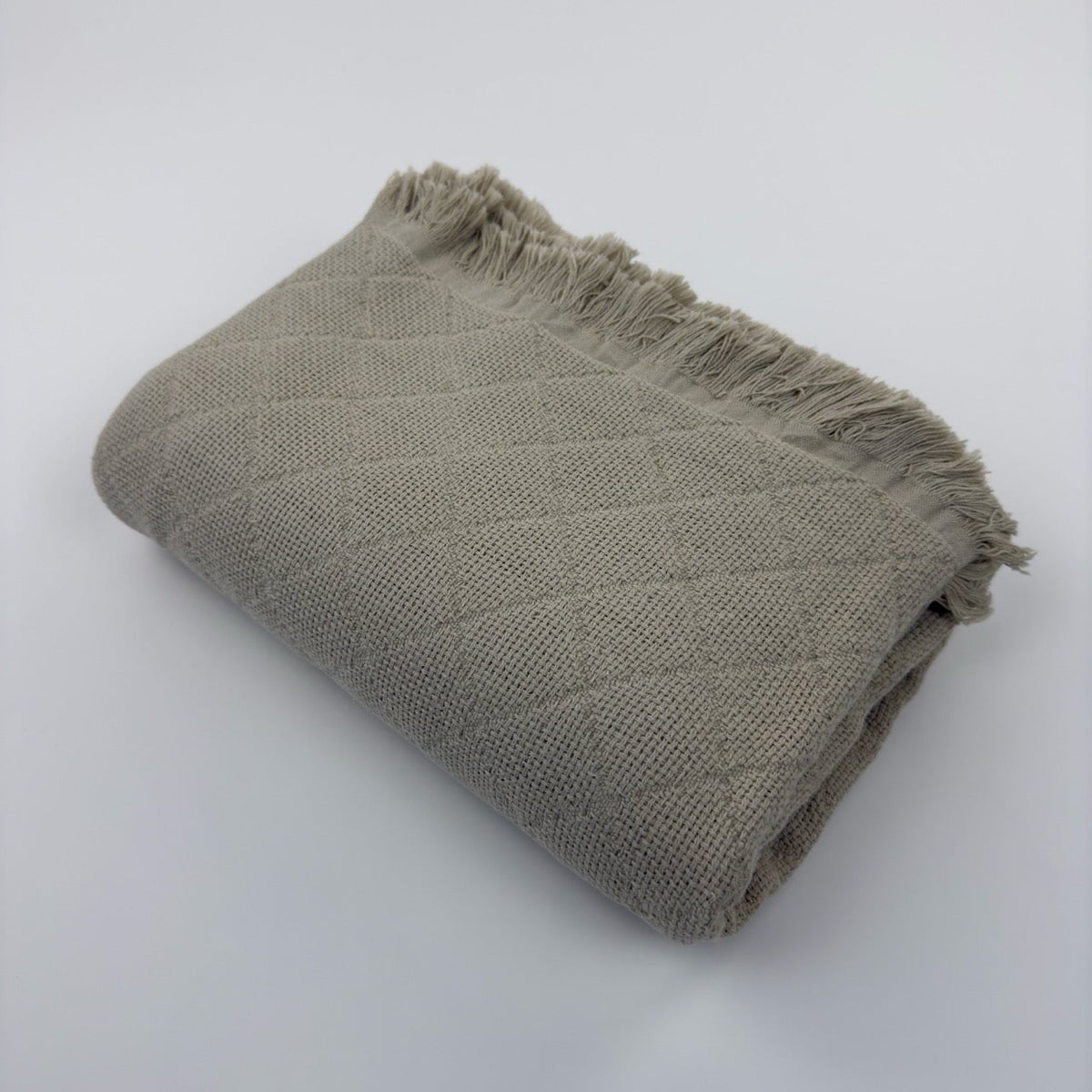 Plaid — Diamond-Weave Taupe coton — The Loomia