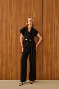 Pantalons et ensembles — Noir Structure large-Leg Trousers