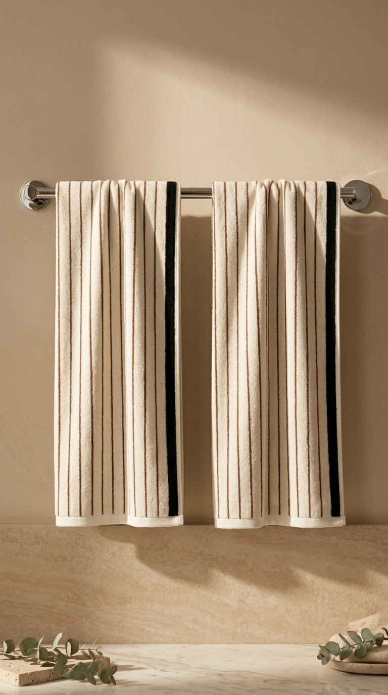 Carrés de toilette — Melika turc rayé éponge in marron — The Loomia