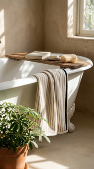 Carrés de toilette — Melika turc rayé éponge in marron